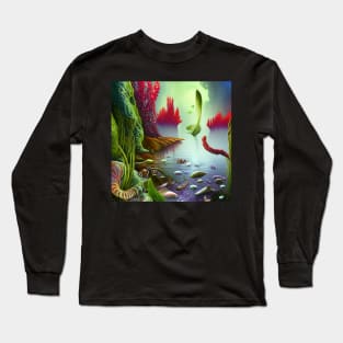 SeaScape Painting With Colorful Sea Plants Long Sleeve T-Shirt